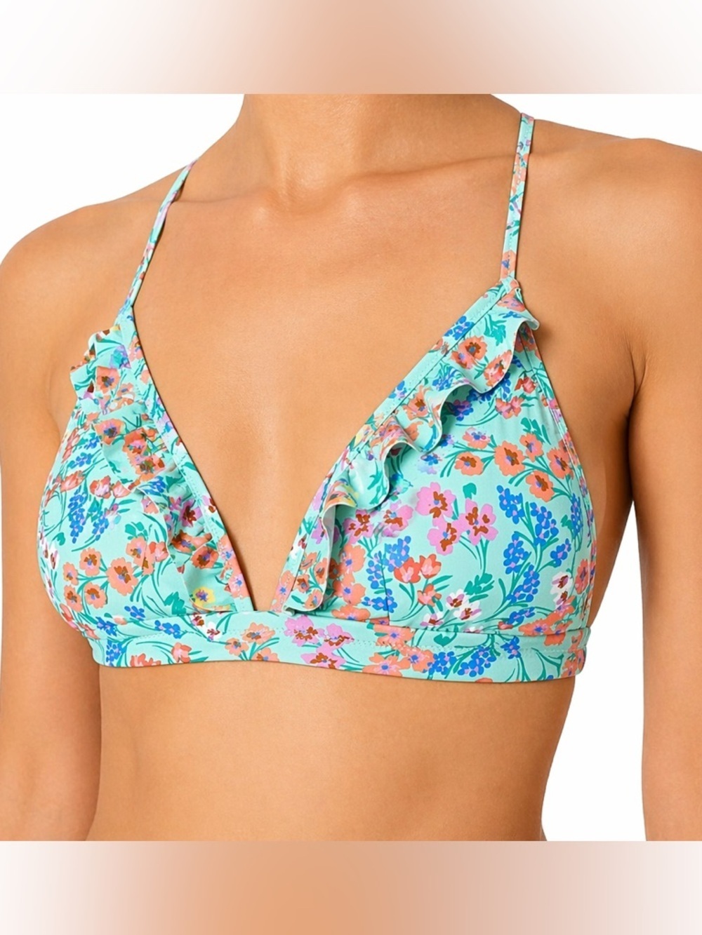 J.Crew Floral Bikini Top Ruffle XXS NWT